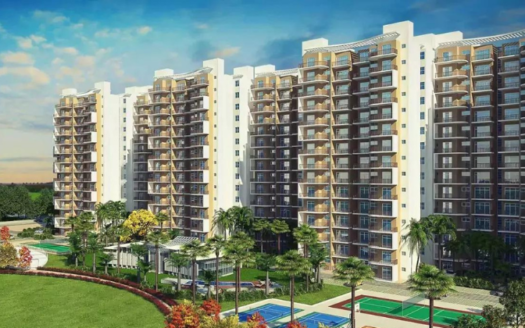 erial view of Sikka Kaamna Greens residential complex in Sector 143, Noida,